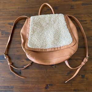 Universal Thread Tan Faux Leather Sheepskin Backpack Bag 12 x 13in Purse Case